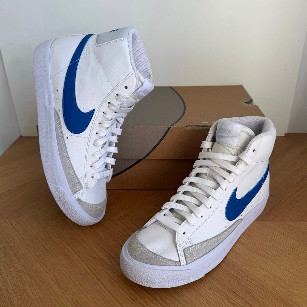 Nike Blazer Mid ‘77 White/Royal Blue Kids Sneakers- SZ 5 Y- W 6.5